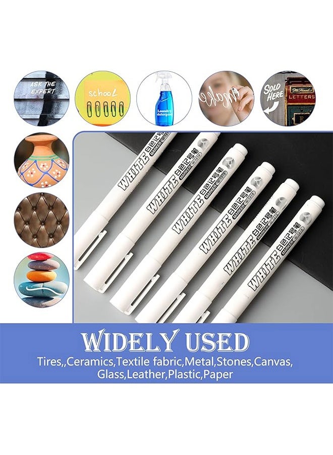 6 Pcs White Marker Paint Pens,for Wood, Water-Based White Markers for Art Projects Drawing, Rock, Stone, Ceramic, Glass, Wood, Plastic, Metal DIY - Image 4
